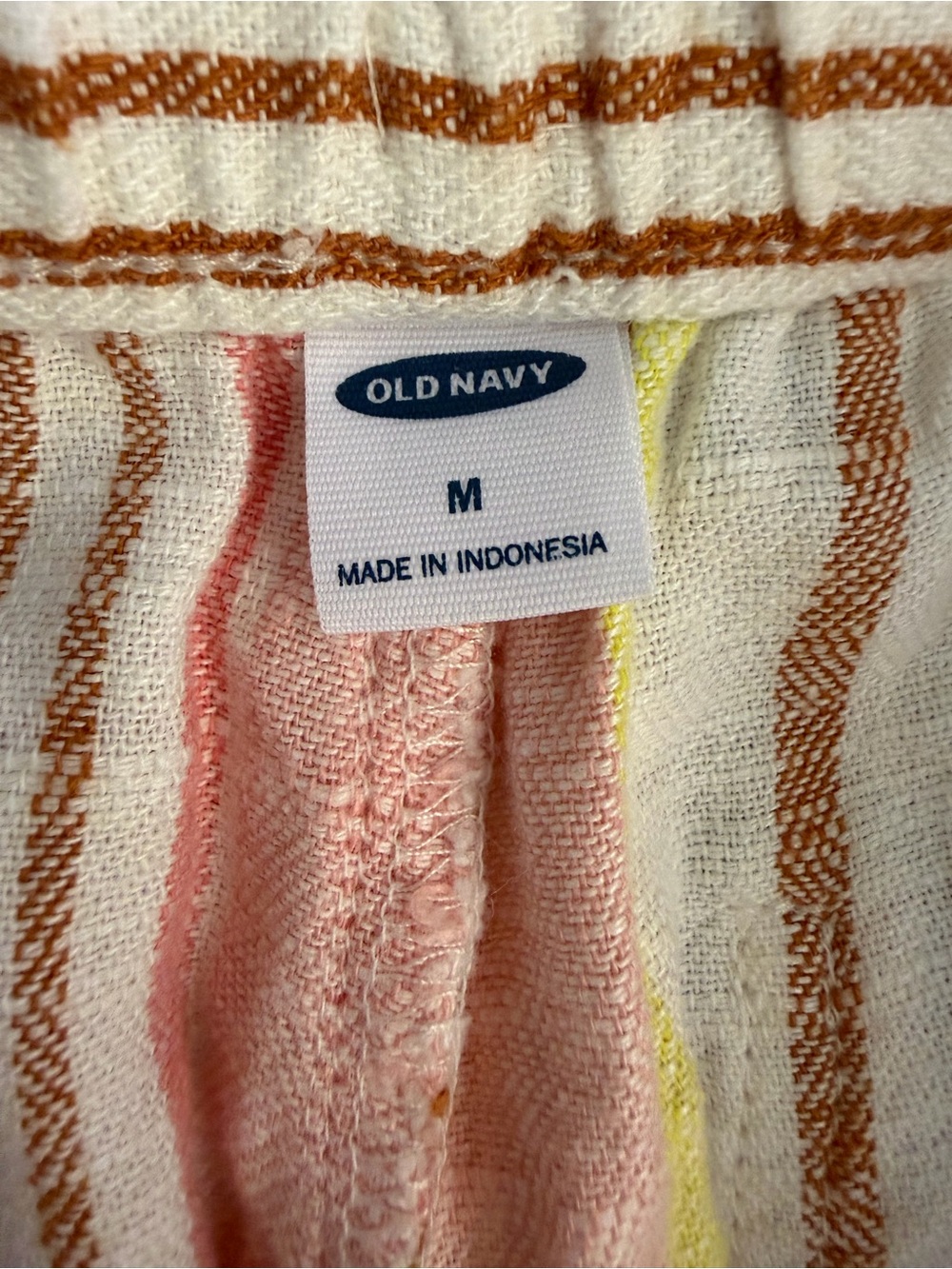 Old Navy High-Waisted Linen Blend Wide Leg Stripe Pants Medium Multicolor - Picture 3 of 9